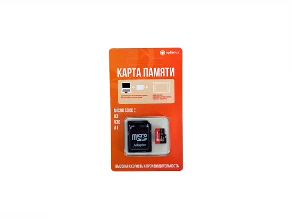 Карта памяти с адаптером Optimus MicroSDXC 256Gb