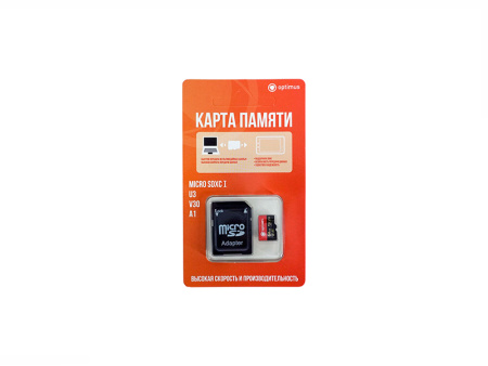 Карта памяти с адаптером Optimus MicroSDXC 64Gb